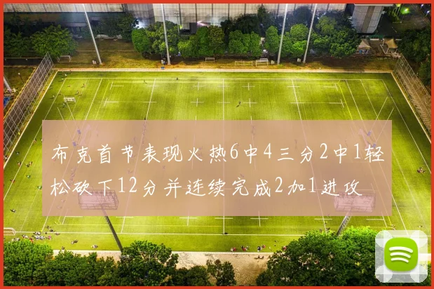 布克首节表现火热6中4三分2中1轻松砍下12分并连续完成2加1进攻
